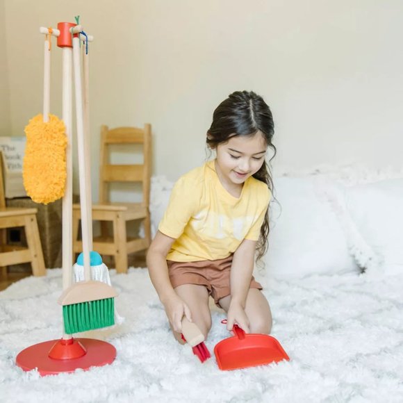 Melissa & Doug New 6pc Wooden Set - Premium Broom, Duster & Mop Toy Set for Kids - Picture 7 of 13